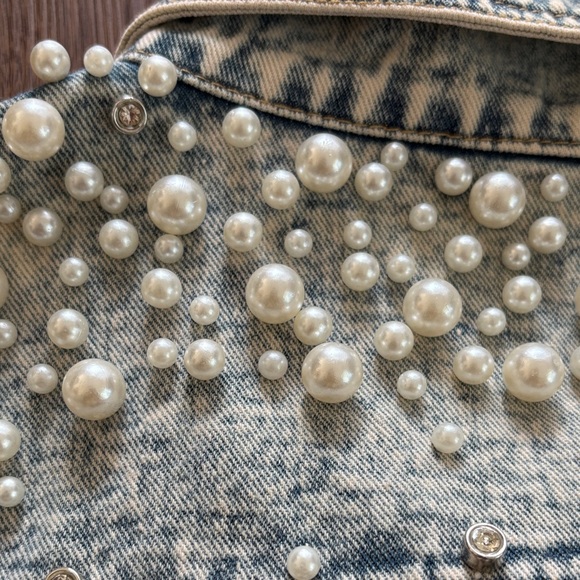 Pearl Embellished Denim Jacket - Picture 3 of 4